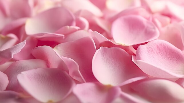 Close-up of many soft pink rose petals