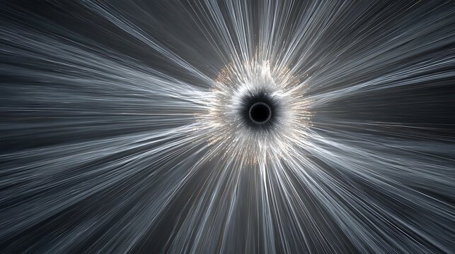 Abstract representation of a black hole with light rays emanating from its center, symbolizing cosmic phenomena