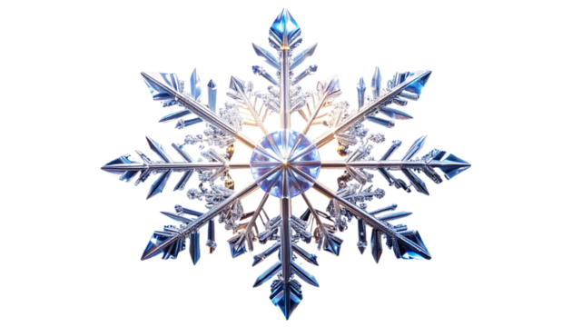 Macro photograph of a single intricate snowflake crystal. - Powered by Adobe