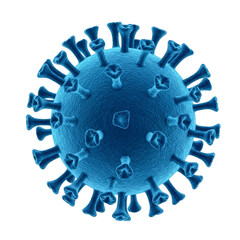 Blue Coronavirus Particle isolated on a transparent background