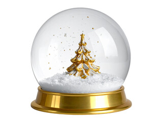 Elegant Golden Christmas Tree Snow Globe Festive Decoration.