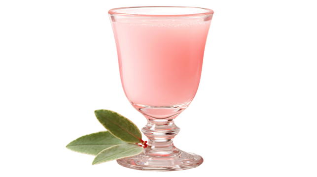 Elegant glass of pink cocktail, garnished with fresh sage leaves, offering a refreshing and visually appealing drink