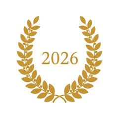 Golden laurel wreath with year 2026 symbolizing achievement and new beginnings Vector, illustration