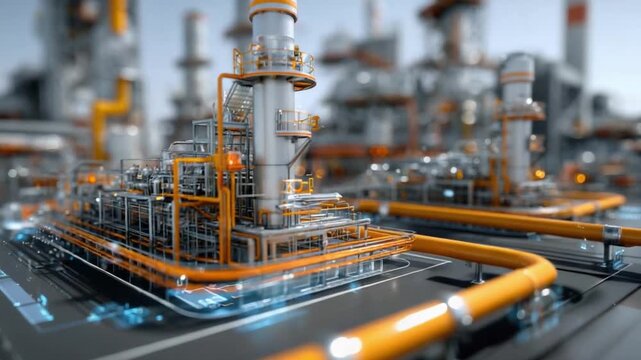 Industrial Infrastructure: A detailed view of a modern industrial facility, showcasing complex networks of pipes, tanks, and machinery. This image embodies industry and innovation.