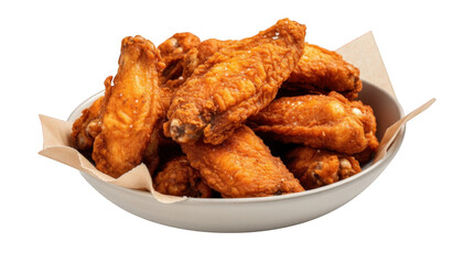 Bowl of crispy fried chicken wings, a popular snack