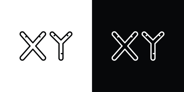 Masculine Chromosomes icon on white background - editable stroke vector illustration eps10