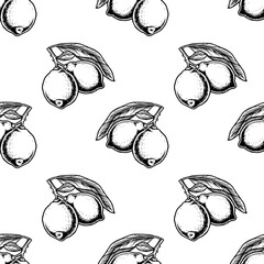 Colorful lemon branch seamless pattern.