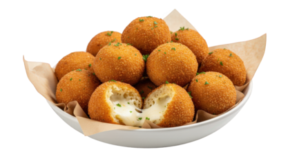 Delicious mozzarella stick balls in a bowl