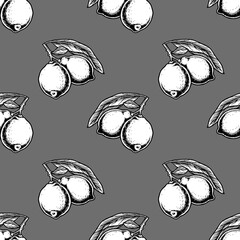 Colorful lemon branch seamless pattern.