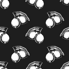 Colorful lemon branch seamless pattern.