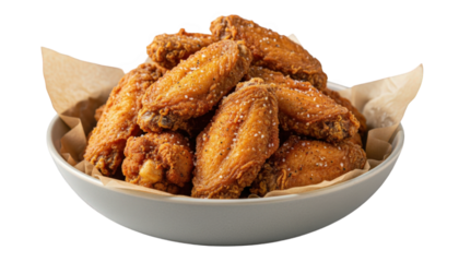 Delicious crispy fried chicken wings in a bowl