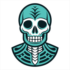 A scary human skull and crossbones icon vector design symbol of death and danger, often used for pirate or Halloween illustrations