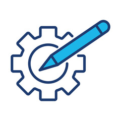 Organize Icon In Blue Monochrome Flat Design, Vector Illustration