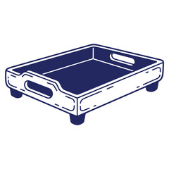 Vector Illustration of Empty Wooden Tray with Handles and Small Feet for Serving or Decoration on a White Background