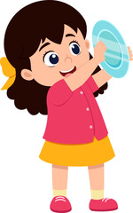 happy cute little girl washing dish
