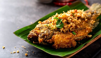 Delicious Fried Fish Dish Garnished with Herbs and Spices.