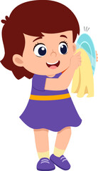 happy cute little girl washing dish