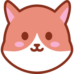 Cute Cartoon Dog Face With Brown Outline And Pink Accents On White Cheeks A Simple And Adorable Animal Illustration