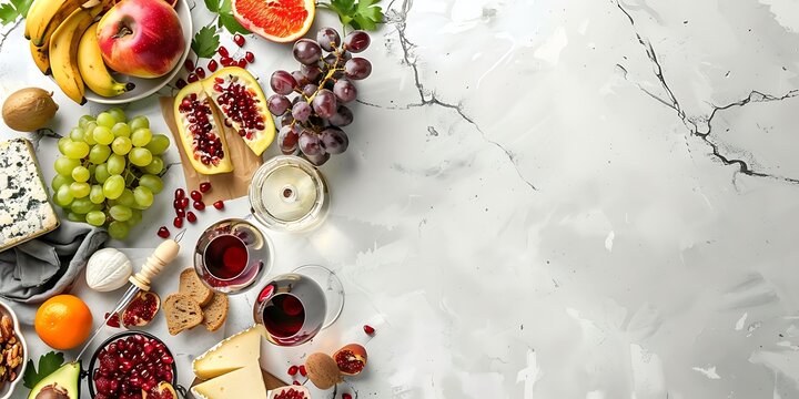 Abundant spread of fresh fruits, cheese, and wine perfect for a delightful gathering