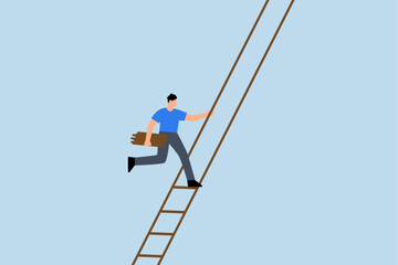 Build ladder of success, businessman build ladder of success to climb up.