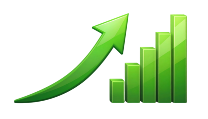  Dual green business arrow uptrend variations isolated on transparent background