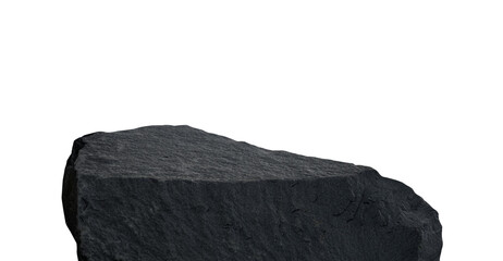 Rock Podium isolated, Black Stone stand Display product on background,Stones Sea formation located part of the mountain,Group of Cliff Rock with natural rough texture surface . © Anchalee