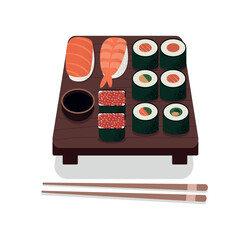 Sushi Set, Asian cuisine, Japan, vector illustration