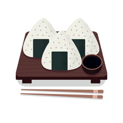 Onigiri (Rice Triangles), Asian cuisine, Japan, vector illustration