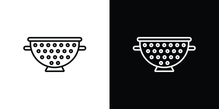 Strainer icon on white background - editable stroke vector illustration eps10