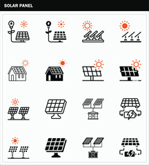 Solar panel icon symbolizing renewable energy, eco-friendly power generation, and sustainability.