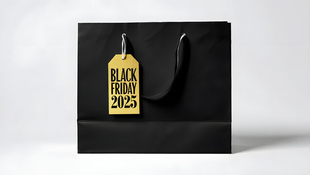 Elegant Black Bag with Bold Black Friday Sale Sign
