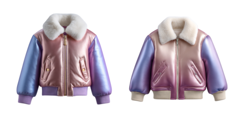 Futuristic Metallic Bomber Jacket with Iridescent Finish Fashionable Outerwear for Trendsetters Versatile Clothing Piece for Edgy and Unique Styles Stylish and Eye Catching Design