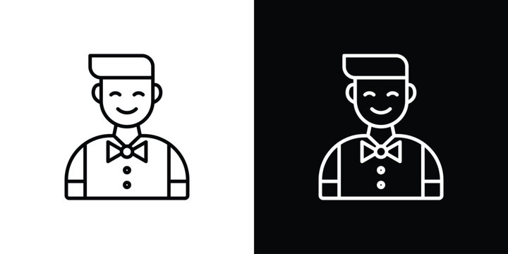 Ventriloquist icon on white background - editable stroke vector illustration eps10