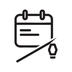 Calendar page with a checkmark and a pencil