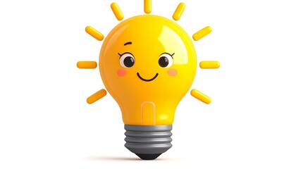 Bright Idea - A Cheerful Lightbulb Character with a Smile.