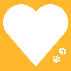 気持ちを伝える♪白抜き肉球がアクセントのラブ系黄色背景デザイン