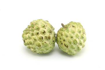 Custard apples on white background
