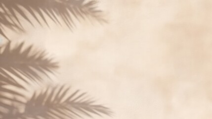 A soft, neutral background showcases the delicate shadow of palm leaves, creating a serene and calming atmosphere.