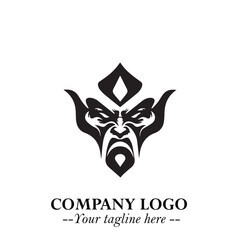 Head of Vampire Logo Symbol in Black on the White Background with Gothic Horror Vector Design