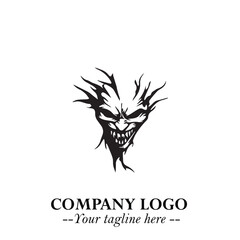 Head of Vampire Logo Symbol in Black on the White Background with Gothic Horror Vector Design