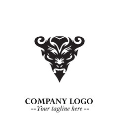 Head of Vampire Logo Symbol in Black on the White Background with Gothic Horror Vector Design