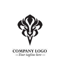 Head of Vampire Logo Symbol in Black on the White Background with Gothic Horror Vector Design