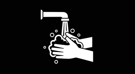 Hands washing under a faucet with soap suds a simple and clean graphic illustration of hygiene.