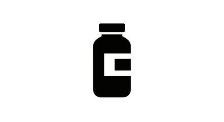 Obraz premium Black Silhouette of a Medicine Bottle with Label.