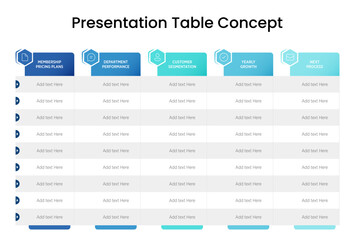 Clean, minimalist table layout designed for impactful business presentations. Ideal for presenting data, workflows, or insights with clarity and visual balance.