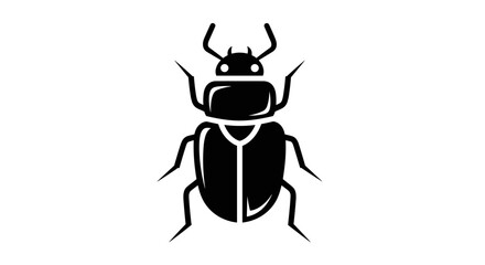 Simple black beetle insect icon illustration on white background.