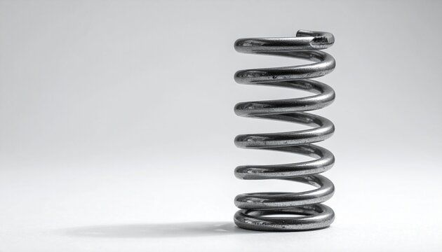 Metal Compression Spring Isolated on White for Mechanical Concepts and Engineering Applications.