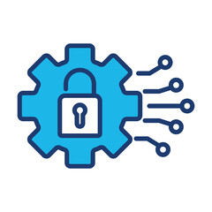 Ai Security Icon In Blue Monochrome Flat Design, Vector Illustration