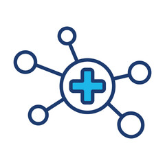 Ai Healthcare Icon In Blue Monochrome Flat Design, Vector Illustration