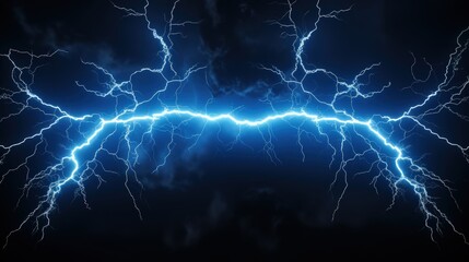 A dramatic display of blue lightning bolts illuminating a dark sky, showcasing the power and beauty of natural electrical phenomena.